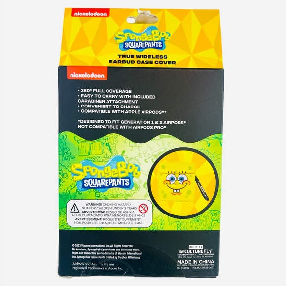 Nickelodeon SpongeBob SquarePants True Wireless Case Cover AirPods Gen 1 & 2 - Picture 5 of 6